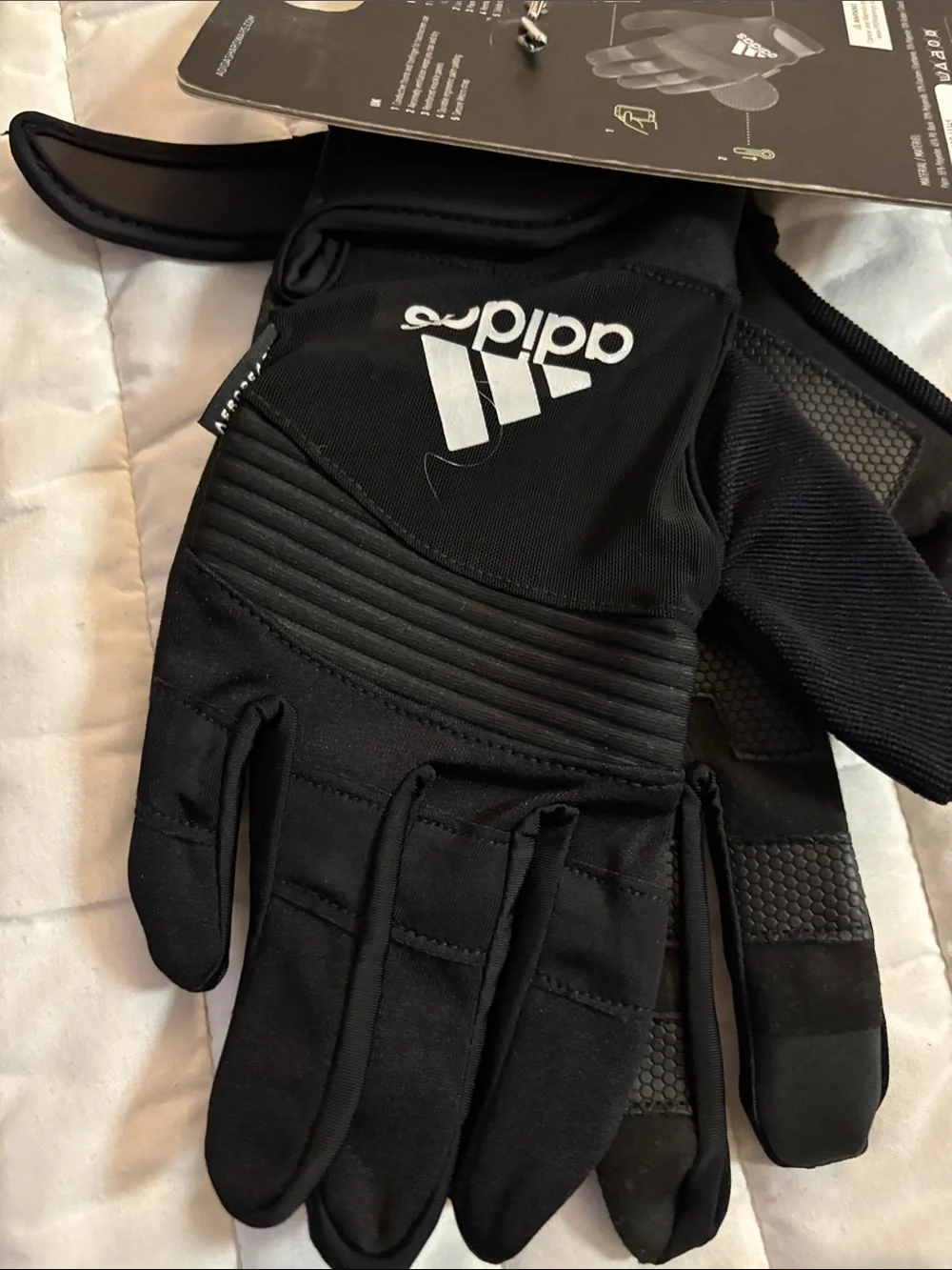 adidas Aeroready Full Finger Performance Gloves Black Sz L NWT